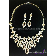 Shiny Glass Diamond Collier nuptiale et boucles d&#39;oreilles / Bijoux fantaisie / Ensembles de collier de diamants (XJW1698)